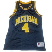 Vintage Champion Michigan Wolverines Basketball Jersey #4 Mens Size 44 Blue - £46.82 GBP