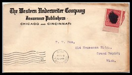 1908 US Cover - Western Underwriter Co, Chicago, IL to Grand Rapids, MI H9 - £2.36 GBP