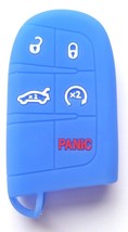 5 button BLUE Silicone Remote Smart Key Fob Case Cover Chrysler Jeep &amp; D... - $5.94