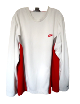 Nike Athletic Sports Jersey Men&#39;s 2XL Long Sleeve White Red Color Block Swoosh - £10.54 GBP