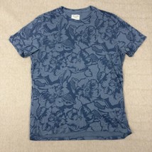 Abercrombie Fitch T-Shirt Men Large Blue Floral Print Cotton Blend Short... - $9.49