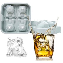 4 Cavity Bulldog Dog Shape Ice Cube Molds Reusable Silicone With Funnel ... - £18.73 GBP