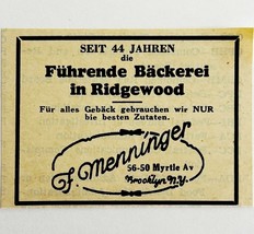 1945 WW2 German-USA Shop Advertisement Menninger Bakery Brooklyn NYC C94B - €17,08 EUR