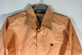 Cinch L/S Casual Western Shirt Size Large Color Orange Striped 100% Cotton - £15.81 GBP
