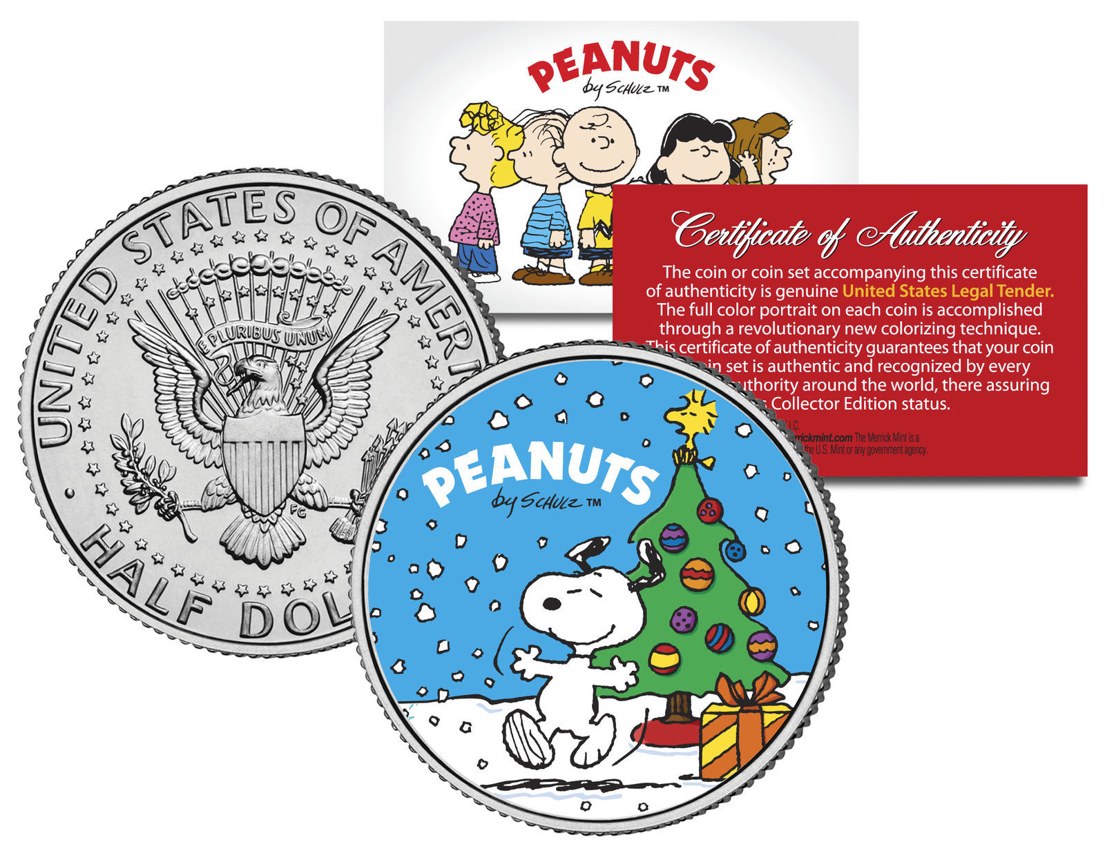 Peanuts "Snoopy with Christmas Tree" JFK Half Dollar U.S. Coin *Licensed* - $8.56