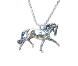 Lusitano horse jewelry trot Sterling Silver pendant 16&quot; chain necklace Z... - $90.09