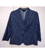 TALBOTS LADIES LS BLUE 3/4-SLEEVE THIN JACKET-8P-UNLINED-BARELY WORN - £10.29 GBP