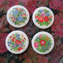 Floral Bouquet 2.25 inch Large Fridge Button Magnets Set of 4 #2 Matte Finish - £7.99 GBP