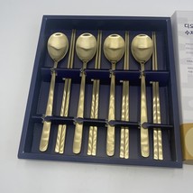 Korean Royal Spoon Chopsticks Stainless Steel Titanium Gold Super Durable - £46.68 GBP