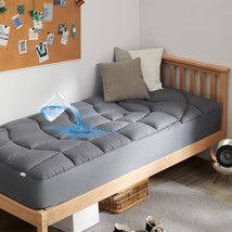 Twin Mattress Pad Waterproof - Ergonomic Quilted Fitted Twin, Grey, 39X75 - $795.78 MXN
