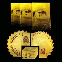 2 Decks Luxury 24K Gold Foil Poker Playing Cards Waterproof Plastic Set Gift  - £8.30 GBP
