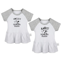 2PCS, Uncle&#39;s &amp; Auntie&#39;s Drinking Buddies Funny Infant Baby Girls Princess Dress - £18.09 GBP