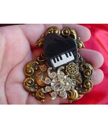 (M322-6) Keyboard piano music heart rhinestone pin pendant pianos brooch... - £16.38 GBP