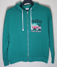 Women&#39;s Ford Bronco Zip Up Graphic Hoodie Green size XL Christmas Tree Truck - £11.59 GBP