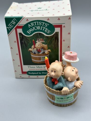 Primary image for Ornament Hallmark  Three Men in a Tub Sculptor Donna Lee 1987 QX4547 Hong Kong