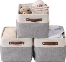 Decomomo Storage Bins (Grey And White, Large - 3 Pack) | Fabric Storage Basket - £30.82 GBP