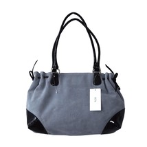 BCBG MaxAzria Suede and Patent Shopper Shoulder Bag Purse Handbag Blue Black - £59.72 GBP