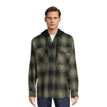 No Boundaries Men&#39;s Hooded Long Sleeve Flannel Shirt X-LARGE Grizzly Brown - $24.18