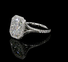 3.50 Karat Strahlender Künstlicher Diamant Halo Verlobungsring 14K Weiss Gold - £65.07 GBP