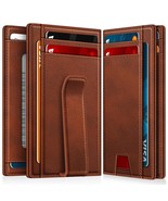 Men’s Leather Wallet Minimalist Thin Card Holder Fits 14-16 Cards - $18.24