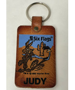 Vintage Judy leather Warner Brothers keychain six flags 1993 - £6.71 GBP