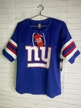 NEW Ultra Game NFL New York Giants Womens Blue Lace Up Jersey Shirt Top Size L - $44.55