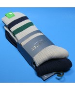 Gold Toe Men&#39;s Ribbed Socks Rugby Striped Cuff 2-Pack Navy/Tan Combo - £11.72 GBP