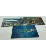 3 postcard FL - Weeki Wachee - women posing in front of aqua theatre bea... - $37.60 CAD
