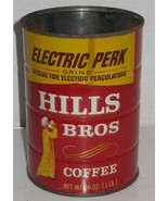 Vtg Empty Hills Bros Coffee 1 Pound Electric Perk Tin Can no Lid Prop Di... - £14.79 GBP