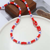 Red Howlite &amp; Silver-Plated Strawberry Beaded Necklace - £11.16 GBP