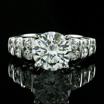 Antique Pave Set 2.20Ct Round Moissanite Diamond 14K White Gold Engagement Ring  - £209.31 GBP