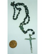 CHRISTIANITY ROSARY BLACK BEADS FINE CRUCIFIX &amp; VIRGIN MARY NECKLACE PEN... - £6.05 GBP
