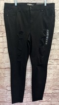 Torrid Jeans 20T TALL Bombshell Skinny Distressed Black High Rise NEW 40... - £38.45 GBP