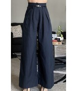SHEIN Womens Blue High Rise Waist Wide Leg Trouser Pleated Pants Sz XXS - $17.82