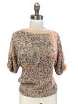 VTG 1980s Sweater Womens M Peach Melon Lurex Pastels Puffed Sleeves Uniq... - $1,135.88 MXN