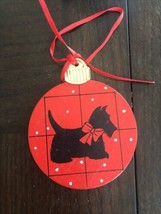 Vtg Scottish Terrier Dog Ornament Scottie Christmas Decoration Wooden Pa... - $7.13