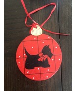 Vtg Scottish Terrier Dog Ornament Scottie Christmas Decoration Wooden Pa... - €6,14 EUR