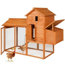 Wooden Chicken Coop Multi-Level Outdoor Backyard Garden Farm Chickens Wo... - $259.78