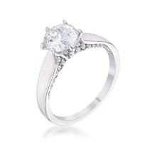 1.56Ct Contemporary Rhodium Plated CZ Solitaire Ring - $30.05