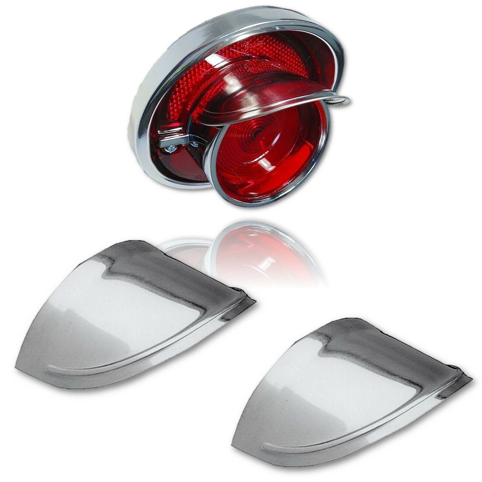 Mini Stainless Visors Pair For Tail Back Up Light Lens Fits 63-64 Chevy ... - $4.95