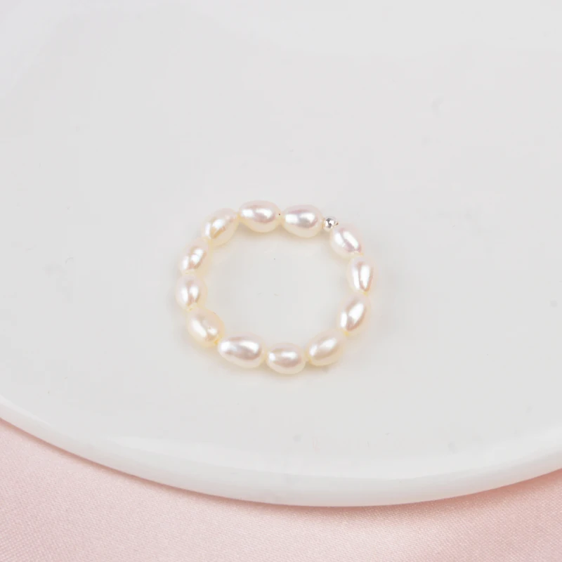 Fashion 3-4mm Mini Small Natural Freshwater Pearl Couple Rings Real 925 Sterling - £17.91 GBP