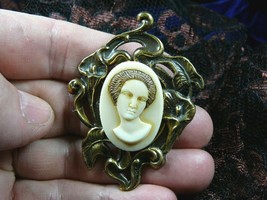(CA1-40) Rare African American Lady Ivory Pine Resin Cameo Pin Pendant Jewelry - £25.37 GBP