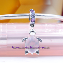 Summer Release 925 Sterling Silver Murano Glass Pink Sea Turtle Pendant Charm - £13.64 GBP