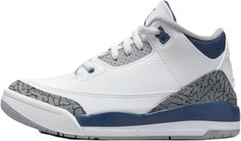 Jordan Little Kids Jordan 3 Retro Sneakers, Size 3K Color White/Midnight Navy - £85.18 GBP