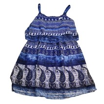 Jessica Taylor Tank Top Women 2X Blue Spaghetti Strap Sleeveless Ruffle Tiered - $19.68