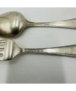 PATD 1921 Lunt William & Mary Baby Fork & Spoon Set Treasures Sterling 4” 2 Pcs
