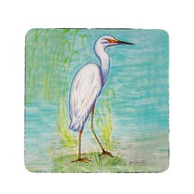 Betsy Drake Snowy Egret Coaster Set of 4 - £27.77 GBP