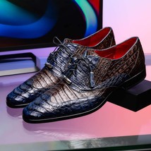 Luciano Two Tone Wingtip Dress Derby's Shoes Caiman Leather Navy / Brown image 9