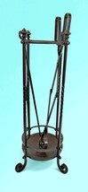 Fireplace Tools Wrought Twisted Iron Set Holder Rustic Unique w/Tongs &amp; ... - $98.99