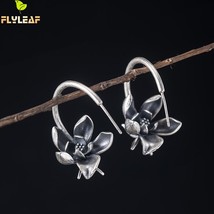 925 Sterling Silver Vintage Lotus Flower Earrings For Women Chinese Court Style  - £31.05 GBP